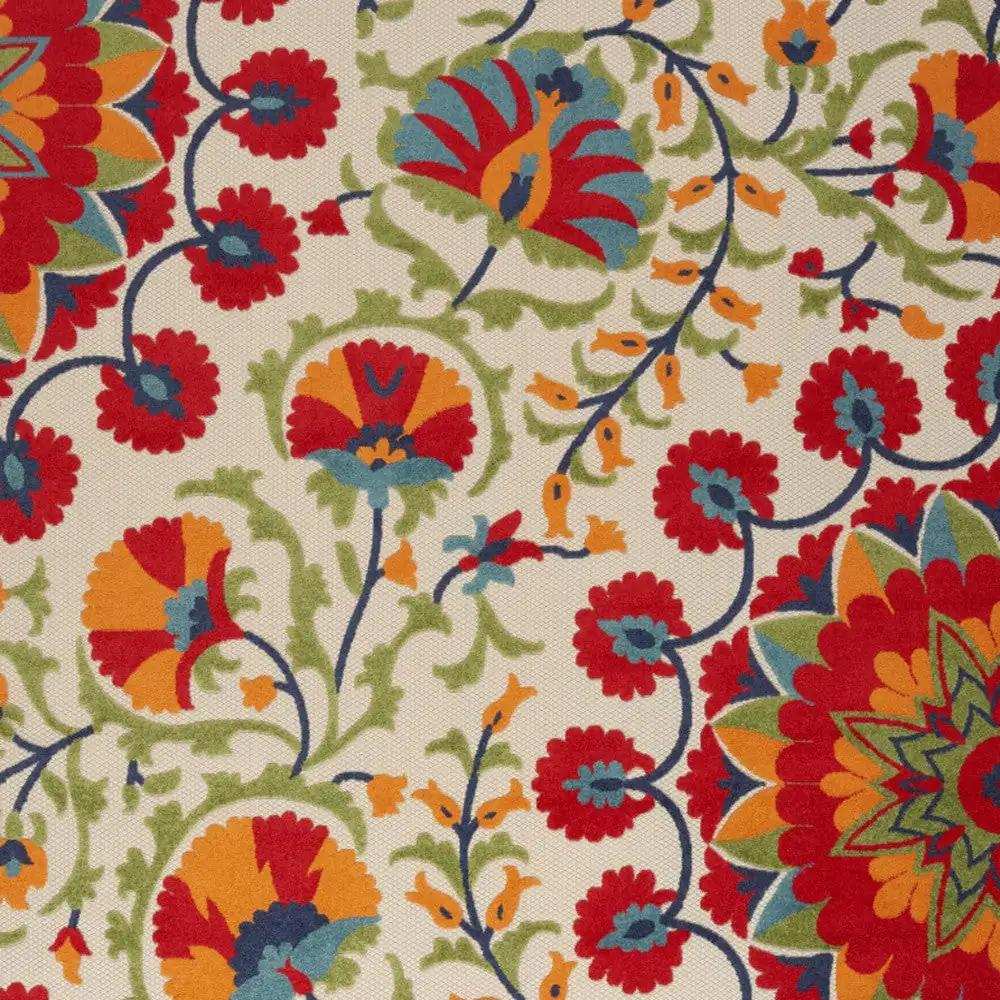 9' X 12' Red Toile Non Skid Indoor Outdoor Area Rug - Homeroots - Flyclothing LLC