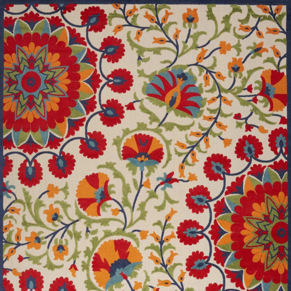 9' X 12' Red Toile Non Skid Indoor Outdoor Area Rug - Homeroots - Flyclothing LLC