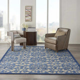10' X 13' Grey And Blue Damask Non Skid Indoor Outdoor Area Rug - Homeroots - Flyclothing LLC