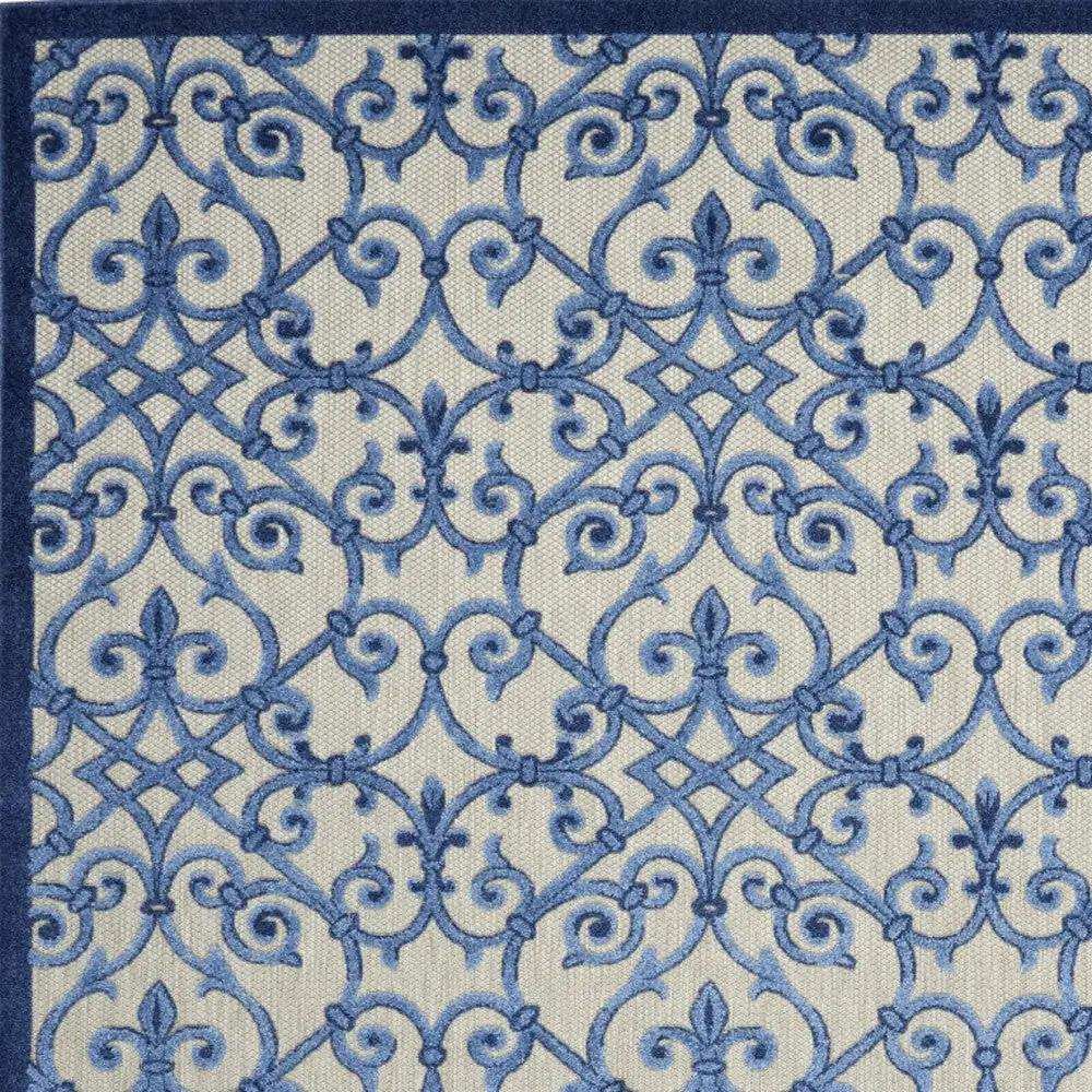 10' X 13' Grey And Blue Damask Non Skid Indoor Outdoor Area Rug - Homeroots - Flyclothing LLC