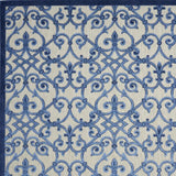 10' X 13' Grey And Blue Damask Non Skid Indoor Outdoor Area Rug - Homeroots