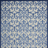 10' X 13' Grey And Blue Damask Non Skid Indoor Outdoor Area Rug - Homeroots