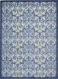 10' X 13' Grey And Blue Damask Non Skid Indoor Outdoor Area Rug - Homeroots