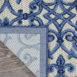 10' X 13' Grey And Blue Damask Non Skid Indoor Outdoor Area Rug - Homeroots