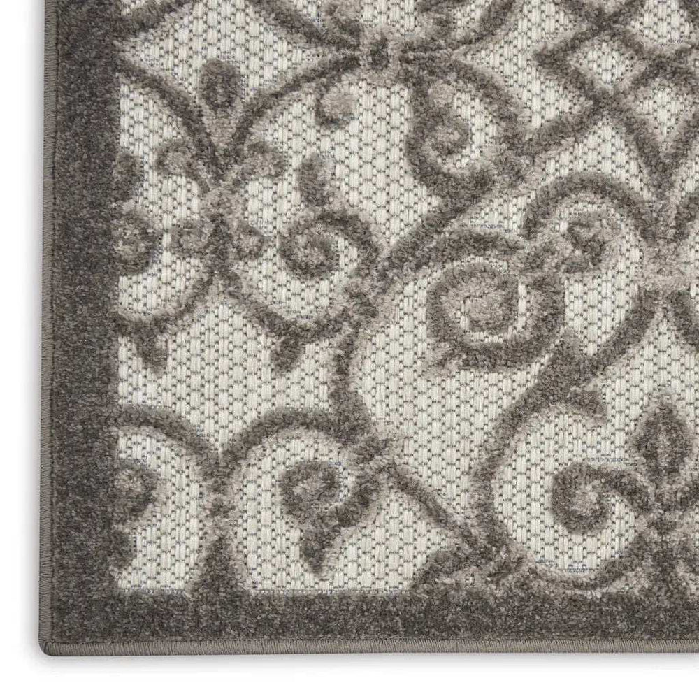 10' X 13' Grey And Charcoal Damask Non Skid Indoor Outdoor Area Rug - Homeroots - Flyclothing LLC