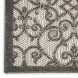 10' X 13' Grey And Charcoal Damask Non Skid Indoor Outdoor Area Rug - Homeroots