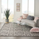 10' X 13' Grey And Charcoal Damask Non Skid Indoor Outdoor Area Rug - Homeroots - Flyclothing LLC