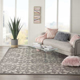 10' X 13' Grey And Charcoal Damask Non Skid Indoor Outdoor Area Rug - Homeroots - Flyclothing LLC