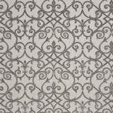 10' X 13' Grey And Charcoal Damask Non Skid Indoor Outdoor Area Rug - Homeroots