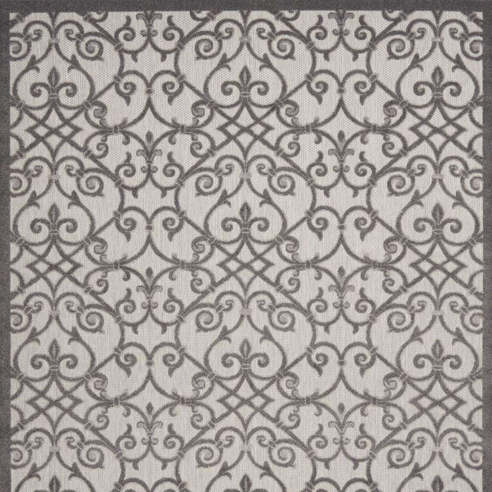 10' X 13' Grey And Charcoal Damask Non Skid Indoor Outdoor Area Rug - Homeroots - Flyclothing LLC
