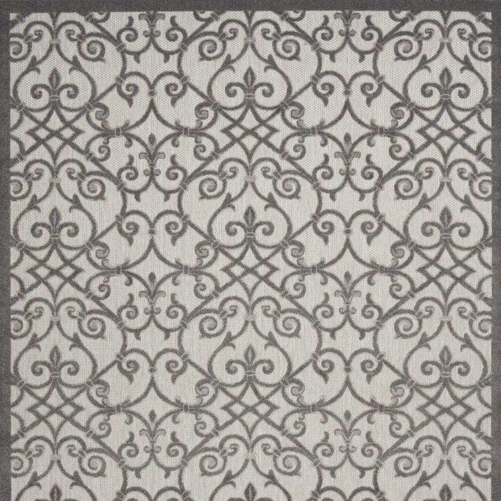 10' X 13' Grey And Charcoal Damask Non Skid Indoor Outdoor Area Rug - Homeroots - Flyclothing LLC