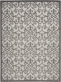 10' X 13' Grey And Charcoal Damask Non Skid Indoor Outdoor Area Rug - Homeroots