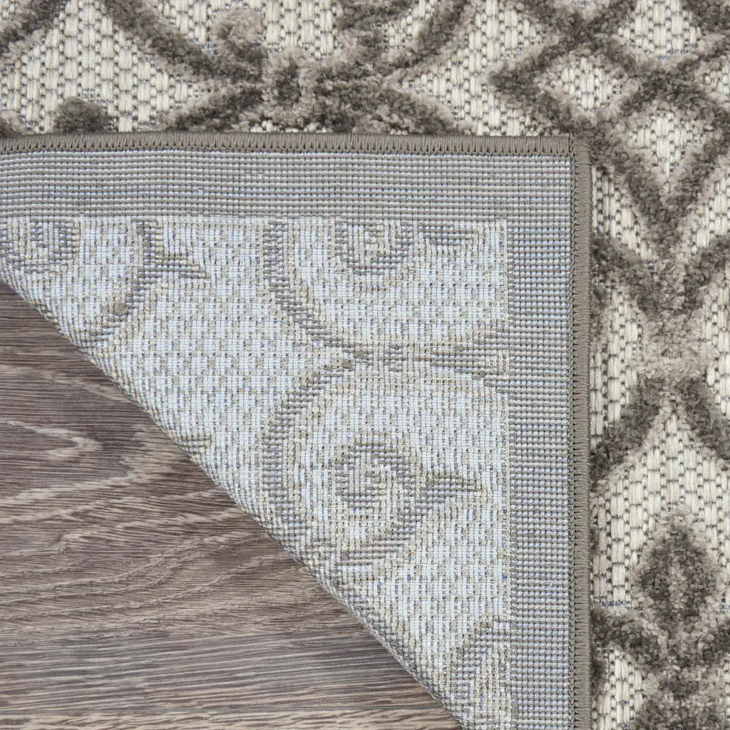 10' X 13' Grey And Charcoal Damask Non Skid Indoor Outdoor Area Rug - Homeroots - Flyclothing LLC