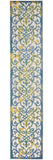 2' X 10' Ivory And Blue Damask Non Skid Indoor Outdoor Runner Rug - Homeroots