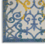 2' X 12' Ivory And Blue Damask Non Skid Indoor Outdoor Runner Rug - Homeroots - Flyclothing LLC