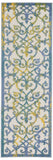 2' X 8' Ivory And Blue Damask Non Skid Indoor Outdoor Runner Rug - Homeroots