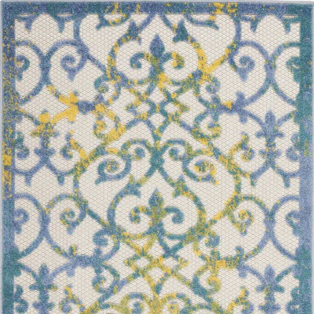 3' X 4' Ivory And Blue Damask Non Skid Indoor Outdoor Area Rug - Homeroots - Flyclothing LLC