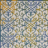 10' X 13' Ivory And Blue Damask Non Skid Indoor Outdoor Area Rug - Homeroots