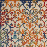10' X 13' Ivory Blue And Green Damask Non Skid Indoor Outdoor Area Rug - Homeroots - Flyclothing LLC