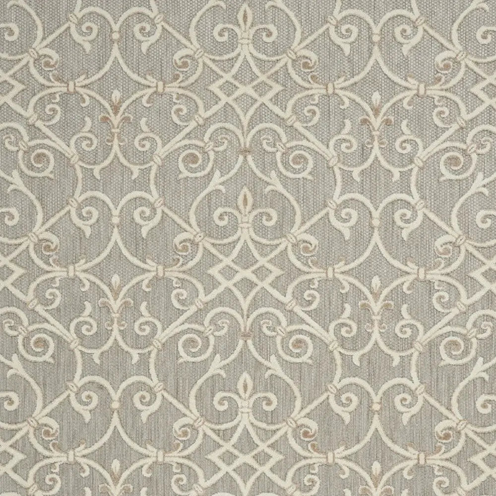10' X 13' Natural Damask Non Skid Indoor Outdoor Area Rug - Homeroots - Flyclothing LLC