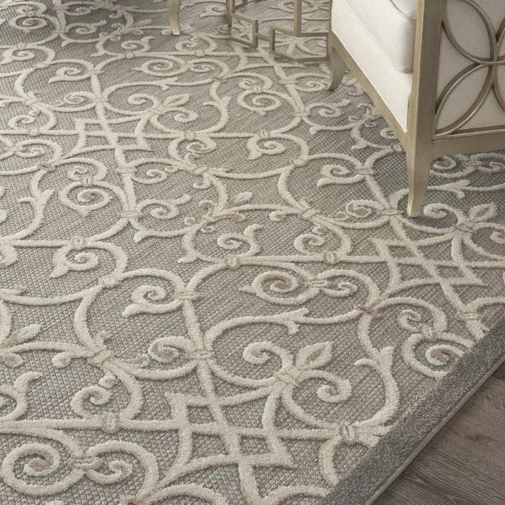 10' X 13' Natural Damask Non Skid Indoor Outdoor Area Rug - Homeroots - Flyclothing LLC