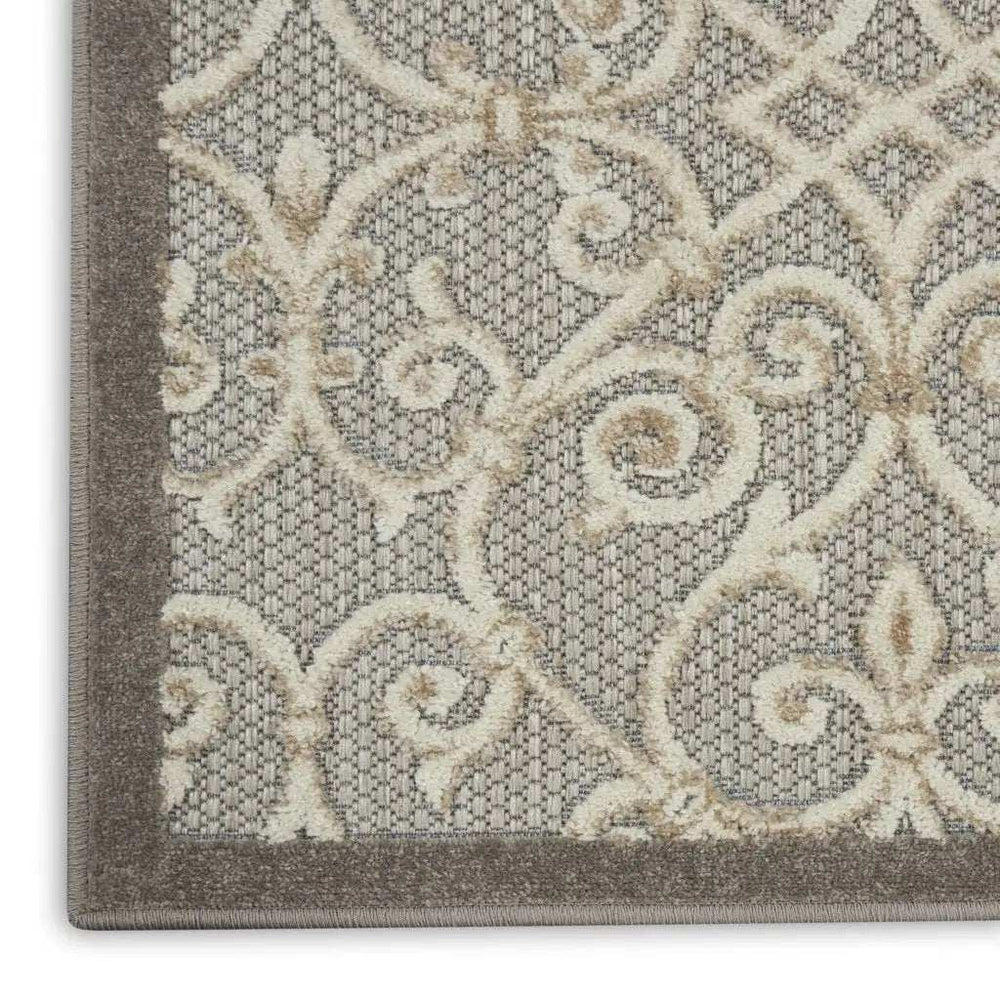 10' X 13' Natural Damask Non Skid Indoor Outdoor Area Rug - Homeroots - Flyclothing LLC