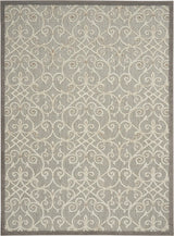 10' X 13' Natural Damask Non Skid Indoor Outdoor Area Rug - Homeroots - Flyclothing LLC