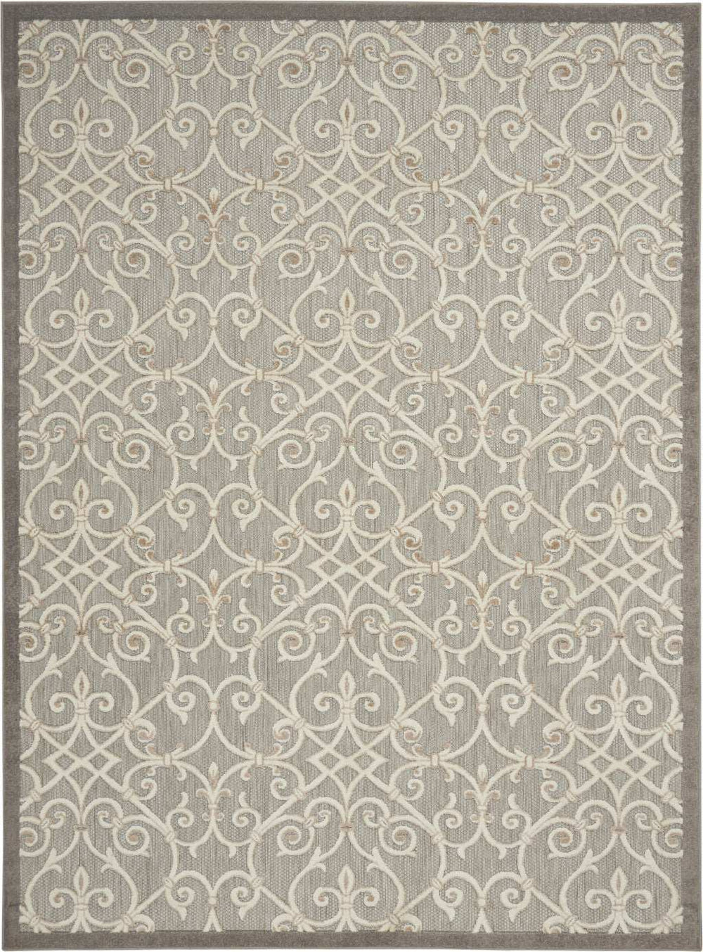 10' X 13' Natural Damask Non Skid Indoor Outdoor Area Rug - Homeroots - Flyclothing LLC