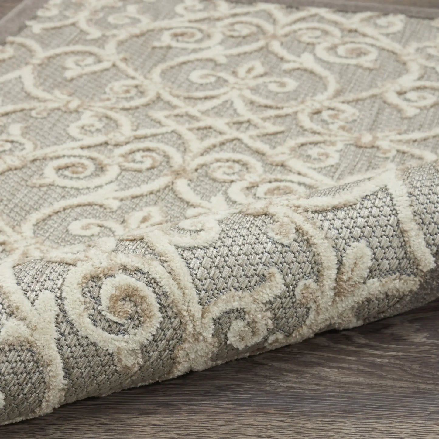 10' X 13' Natural Damask Non Skid Indoor Outdoor Area Rug - Homeroots - Flyclothing LLC