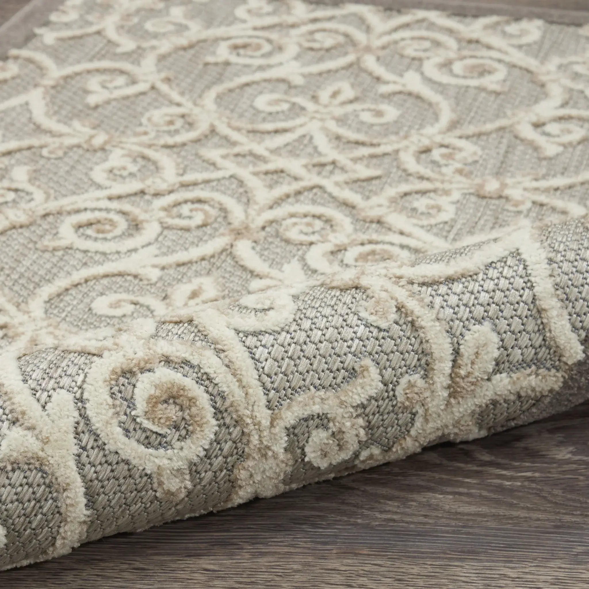 10' X 13' Natural Damask Non Skid Indoor Outdoor Area Rug - Homeroots - Flyclothing LLC