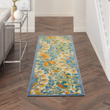 2' X 6' Blue Yellow And White Toile Non Skid Indoor Outdoor Runner Rug - Homeroots - Flyclothing LLC