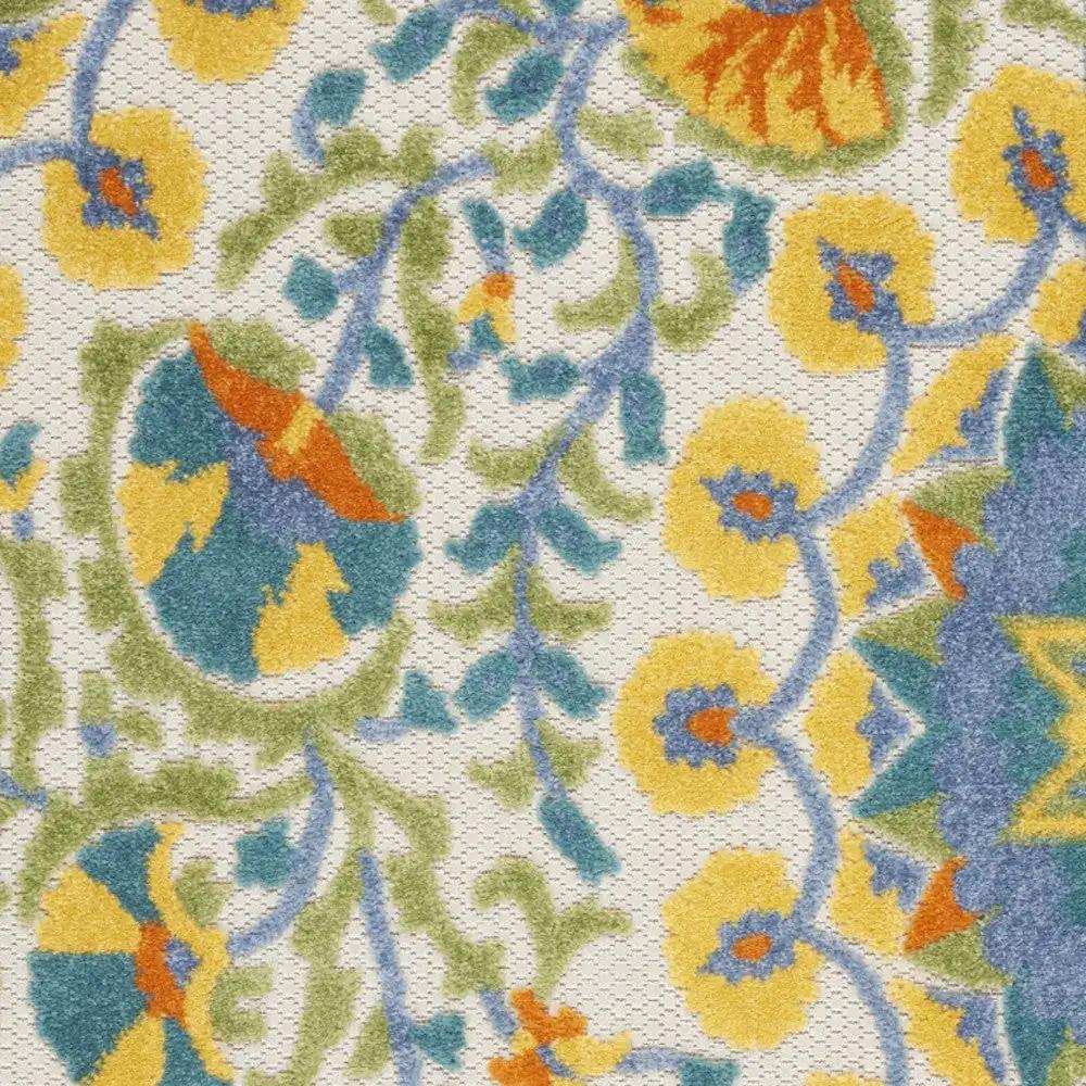 3' X 4' Yellow And Teal Toile Non Skid Indoor Outdoor Area Rug - Homeroots - Flyclothing LLC