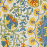 3' X 4' Yellow And Teal Toile Non Skid Indoor Outdoor Area Rug - Homeroots