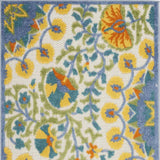 3' X 4' Yellow And Teal Toile Non Skid Indoor Outdoor Area Rug - Homeroots