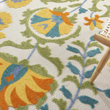 8' X 8' Blue Yellow And White Round Toile Non Skid Indoor Outdoor Area Rug - Homeroots - Flyclothing LLC