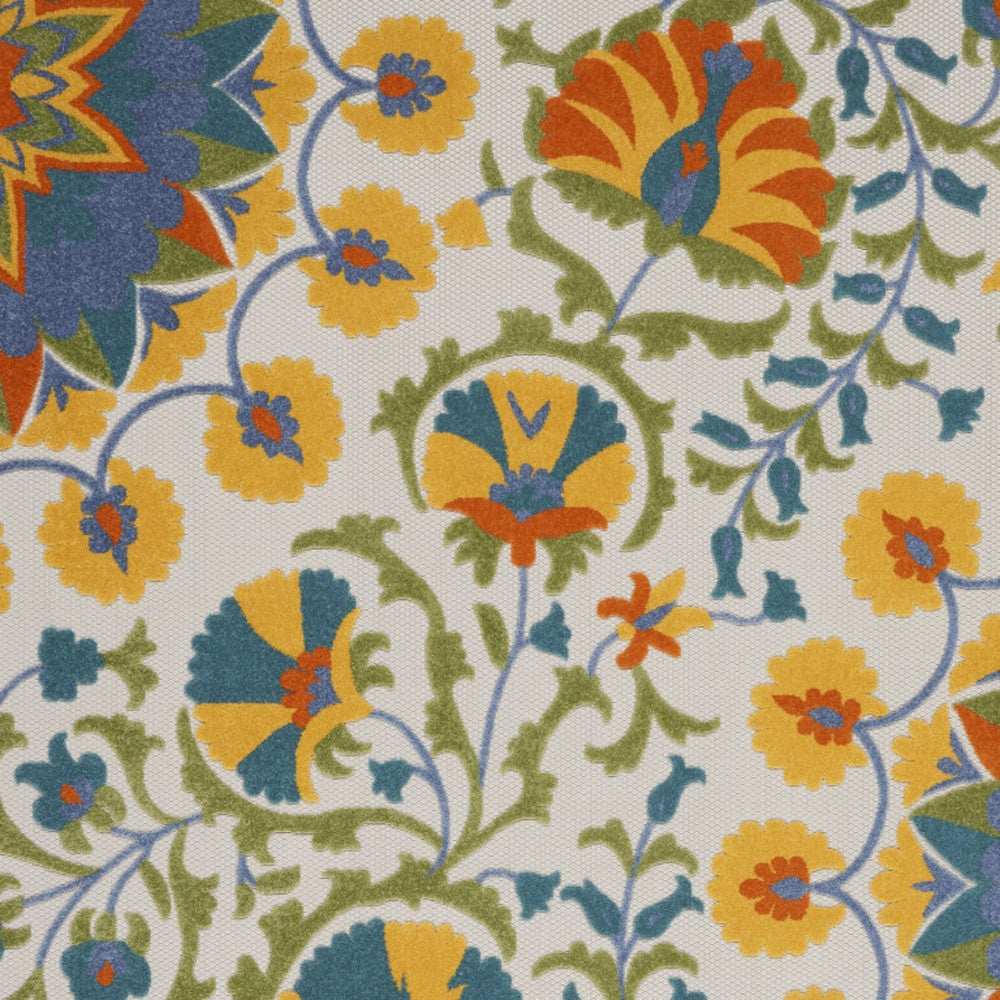 9' X 12' Blue Yellow And White Toile Non Skid Indoor Outdoor Area Rug - Homeroots - Flyclothing LLC