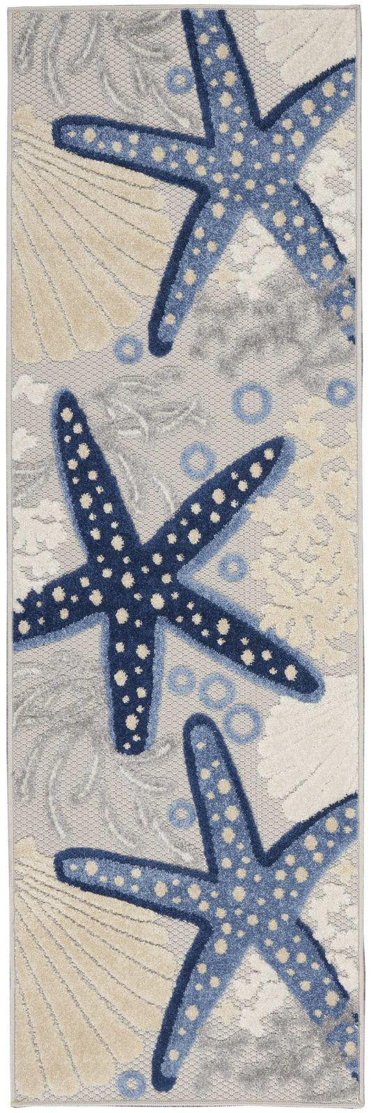 2' X 6' Blue And Grey Runner Animal Print Non Skid Area Rug - Homeroots - Flyclothing LLC