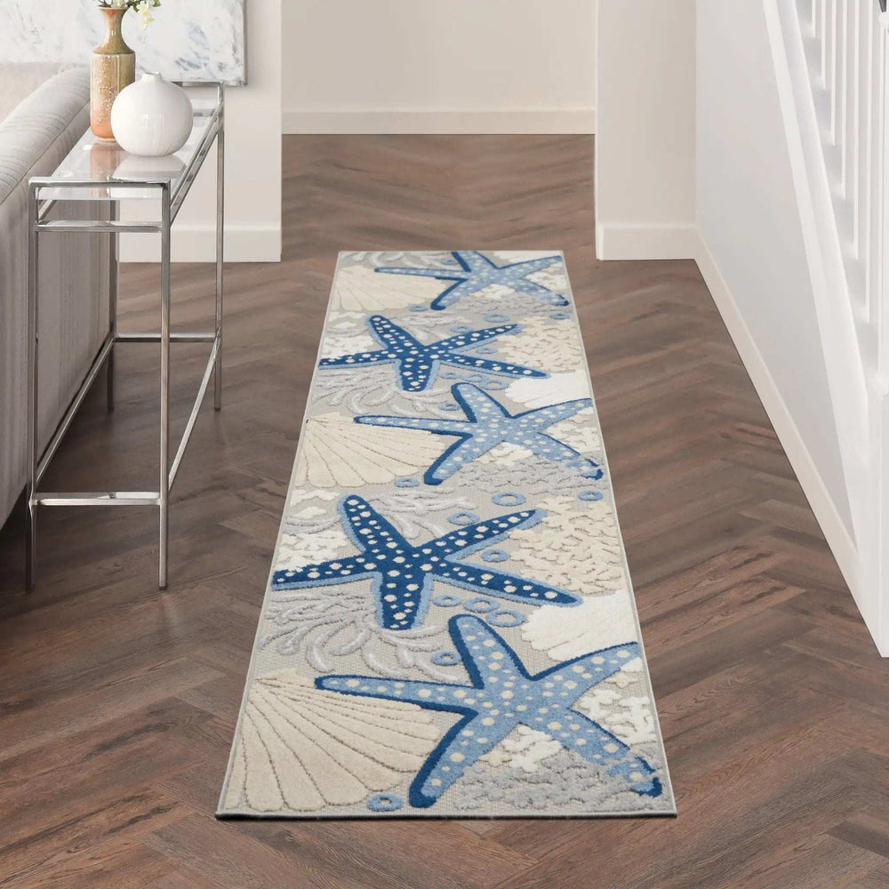 2' X 10' Blue And Grey Animal Print Non Skid Runner Rug - Homeroots - Flyclothing LLC