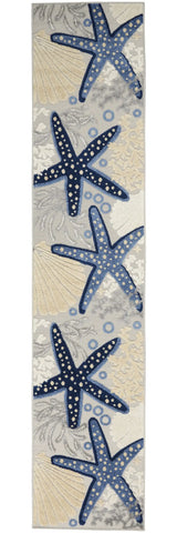 2' X 12' Blue And Grey Animal Print Non Skid Runner Rug - Homeroots - Flyclothing LLC