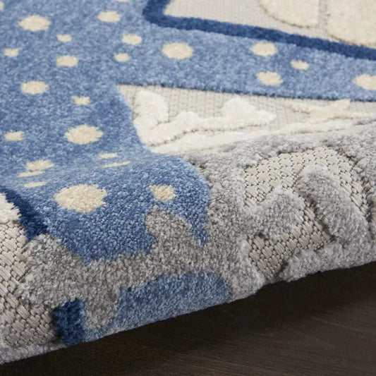 2' X 12' Blue And Grey Animal Print Non Skid Runner Rug - Homeroots - Flyclothing LLC