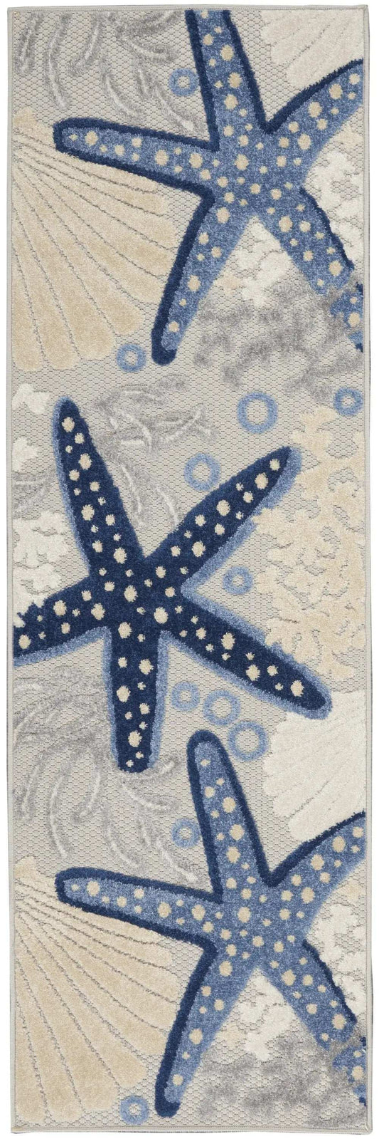 2' X 8' Blue And Grey Animal Print Non Skid Runner Rug - Homeroots - Flyclothing LLC
