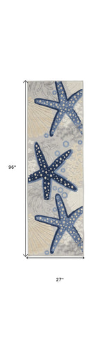 2' X 8' Blue And Grey Animal Print Non Skid Runner Rug - Homeroots - Flyclothing LLC