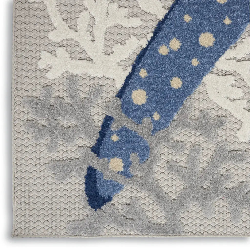 2' X 8' Blue And Grey Animal Print Non Skid Runner Rug - Homeroots - Flyclothing LLC