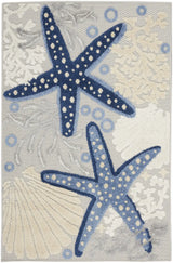 3' X 4' Blue And Grey Animal Print Non Skid Indoor Outdoor Area Rug - Homeroots - Flyclothing LLC
