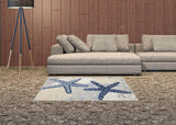 3' X 4' Blue And Grey Animal Print Non Skid Indoor Outdoor Area Rug - Homeroots - Flyclothing LLC