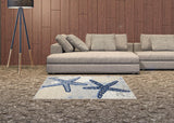 3' X 4' Blue And Grey Animal Print Non Skid Indoor Outdoor Area Rug - Homeroots