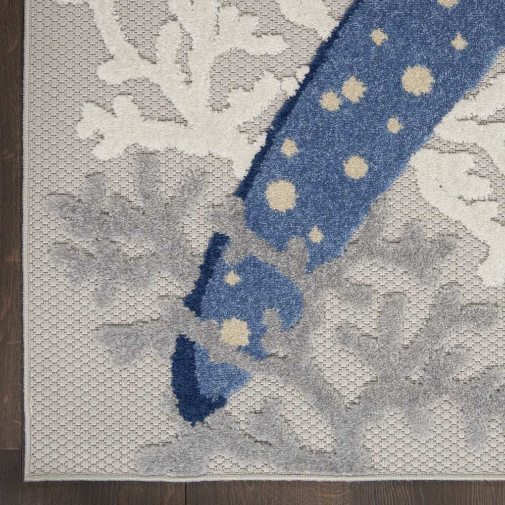 10' X 13' Blue and Gray Starfish Indoor Outdoor Area Rug - Homeroots - Flyclothing LLC