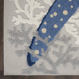 10' X 13' Blue and Gray Starfish Indoor Outdoor Area Rug - Homeroots