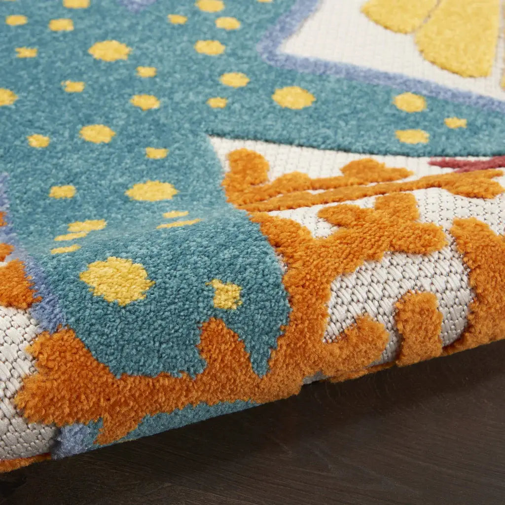 12' X 15' Orange Blue And Yellow Animal Print Non Skid Indoor Outdoor Area Rug - Homeroots - Flyclothing LLC