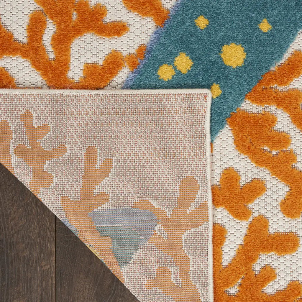 10' X 13' Orange Blue And Yellow Animal Print Non Skid Indoor Outdoor Area Rug - Homeroots - Flyclothing LLC